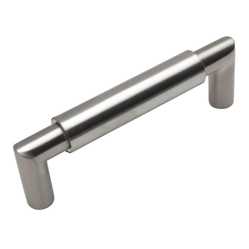 Cabinet handle in satin nickel with double cylinder design