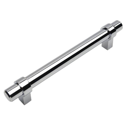 Polished chrome euro style bar pull with five inch hole spacing