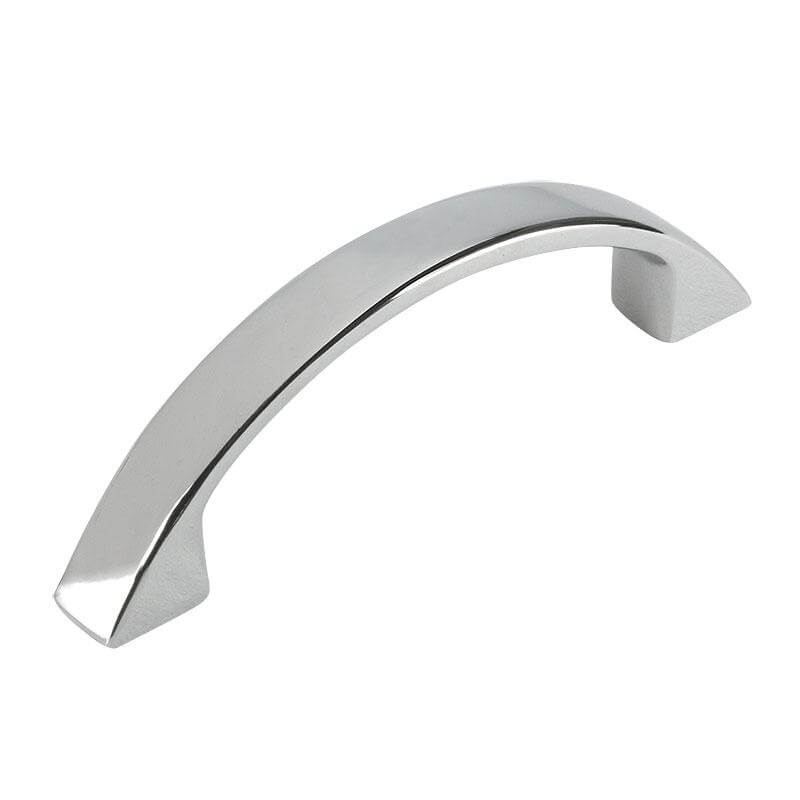 Shiny flat grip cabinet pull in polished chrome finish