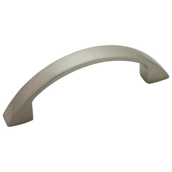 Dove satin nickel drawer pull with two and a half inch hole spacing