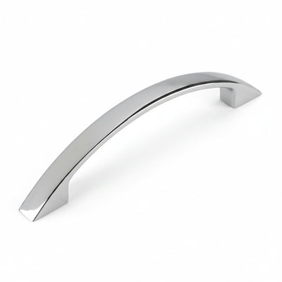Polished chrome cabinet pull with flat grip design