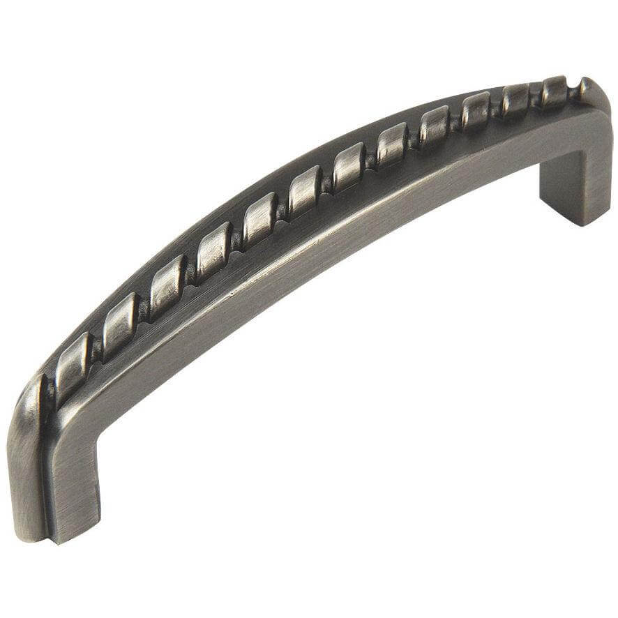 Curl engraved cabinet pull in antique silver finish