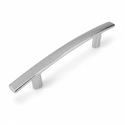 Polished chrome drawer pull with three and three quarters inch hole spacing