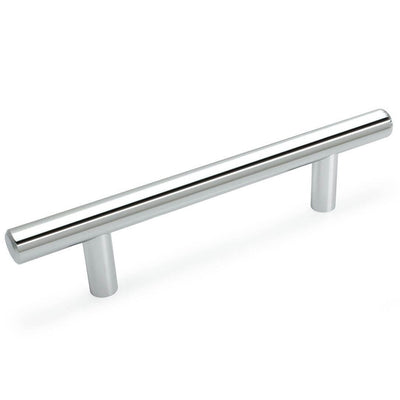 Polished chrome euro style bar pull with four inch hole spacing