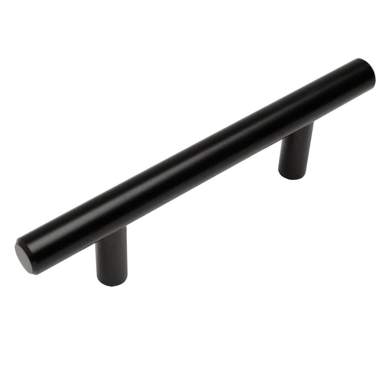 Flat black euro style bar pull with four inch hole spacing