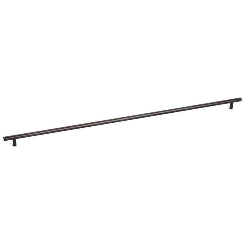 Oil rubbed bronze euro style bar pull with twenty six and a half inch hole spacing