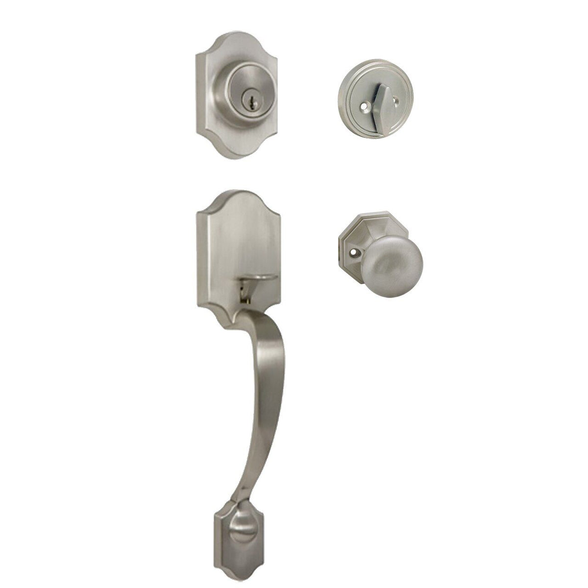 Valhala Satin Nickel Decorative Handleset with Stanton Knob