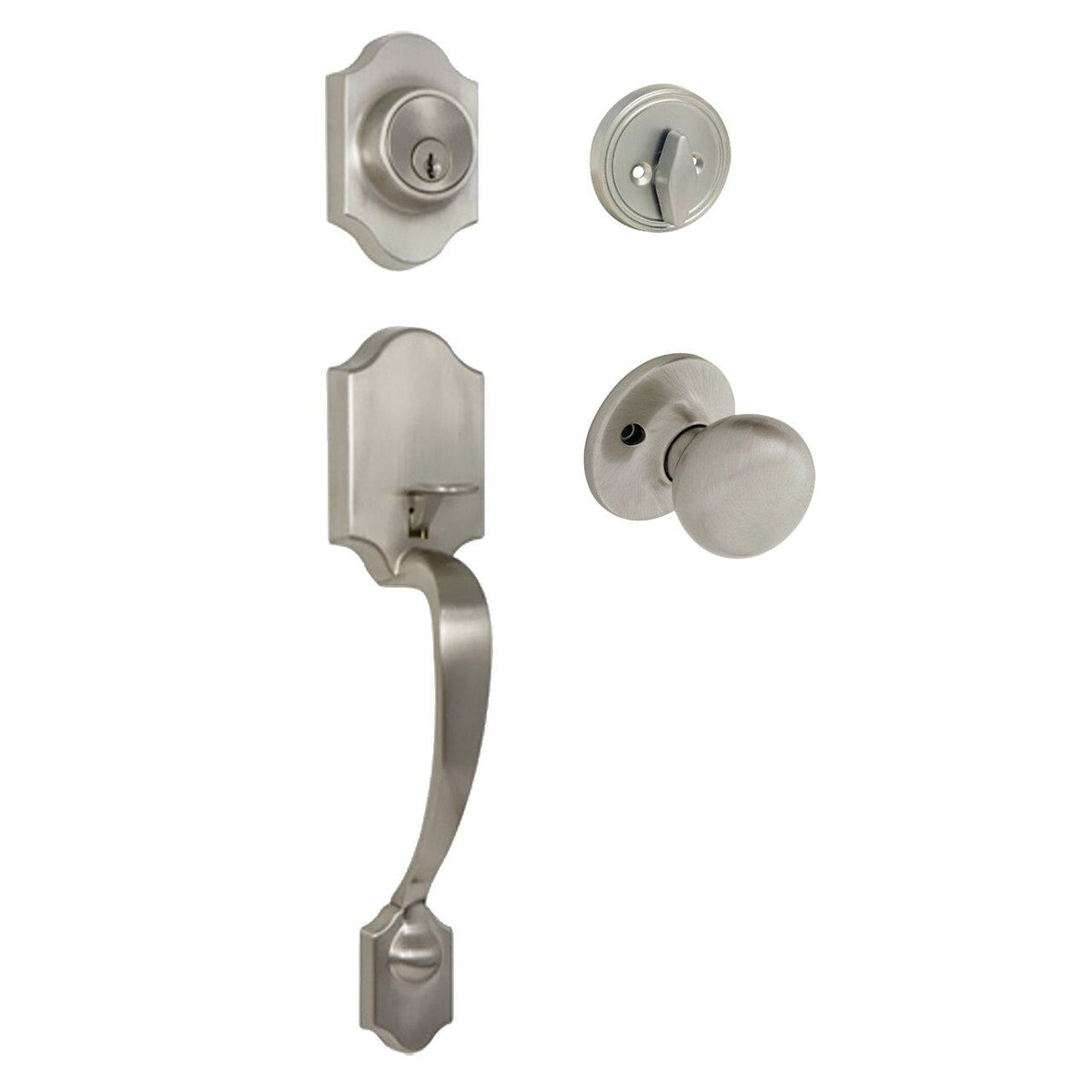 Valhala Satin Nickel Decorative Handleset with Bedford Knob