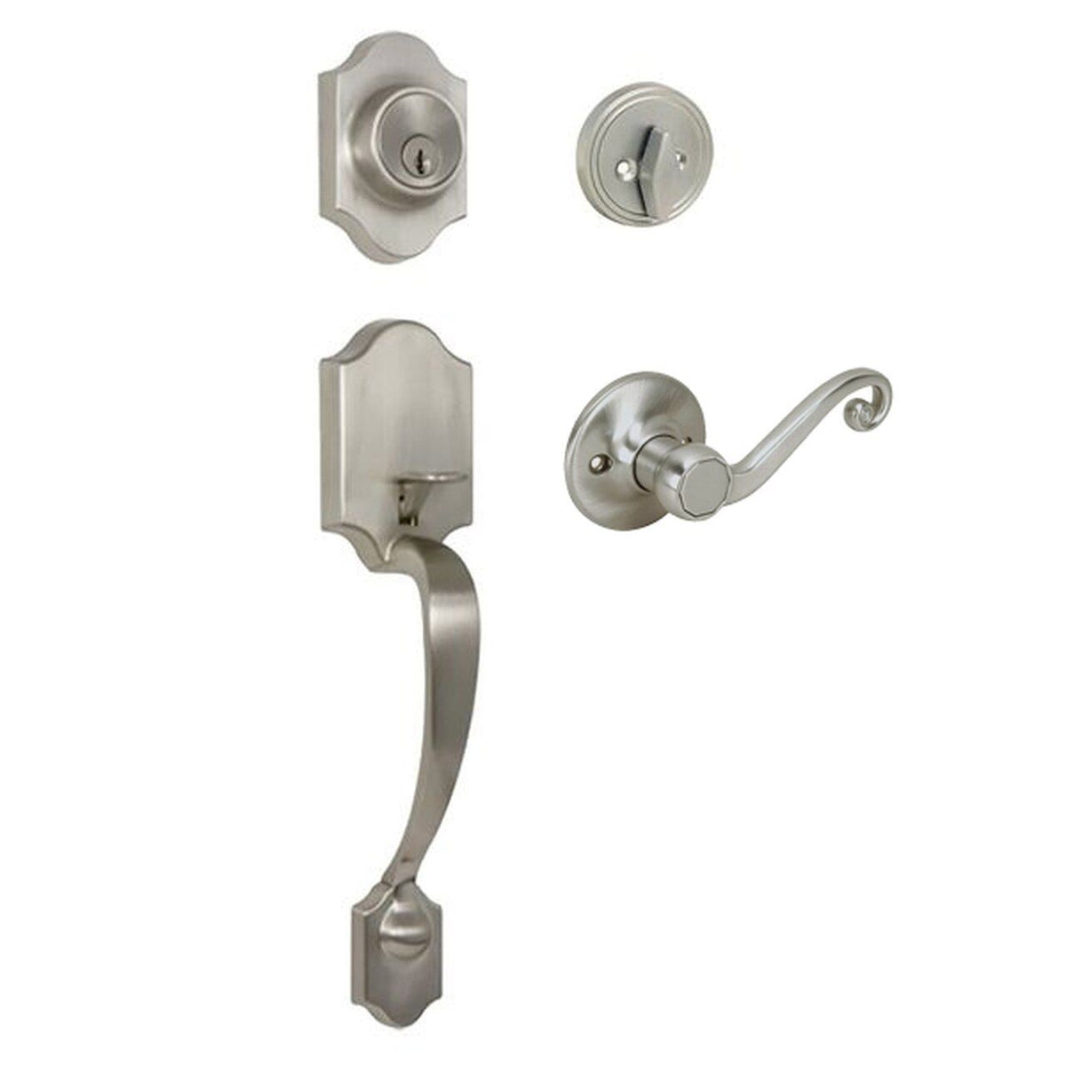 Valhala Satin Nickel Decorative Handleset with Livingston Lever