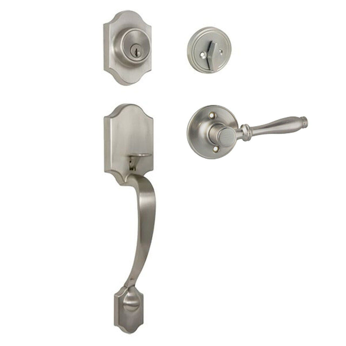 Valhala Satin Nickel Decorative Handleset with Villa Lever