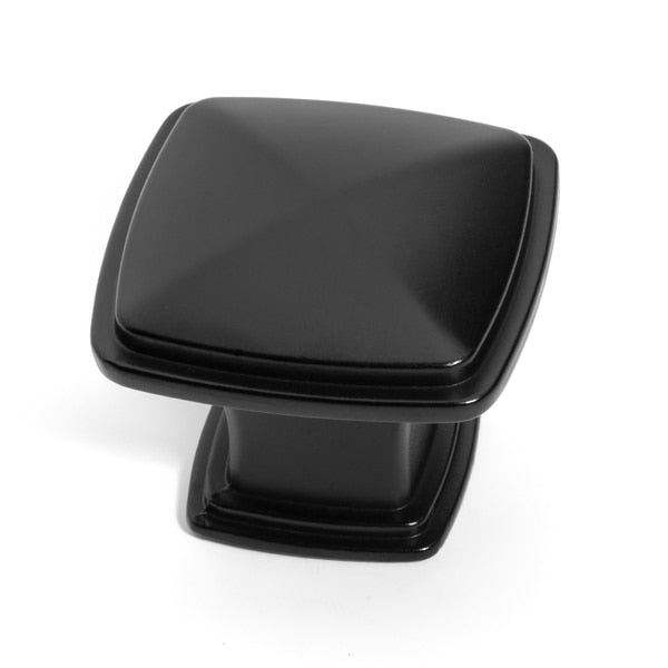 Square drawer knob with slightly pyramid top in flat black finish