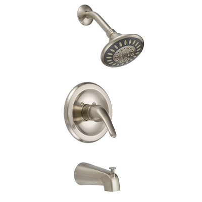 Designers Impressions 615625 Satin Nickel Tub / Shower Combo Faucet with Multi-Setting Shower Head