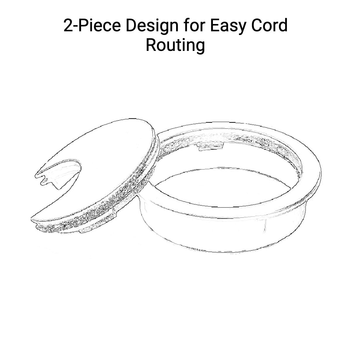 Black Two Piece Desk Grommet Diagram