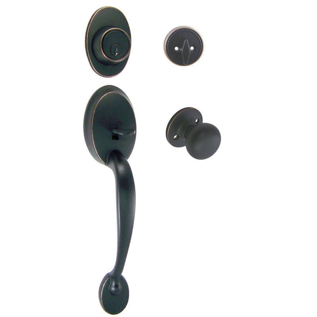 Frankfort Oil Rubbed Bronze Traditional Handleset with Bedford Knob