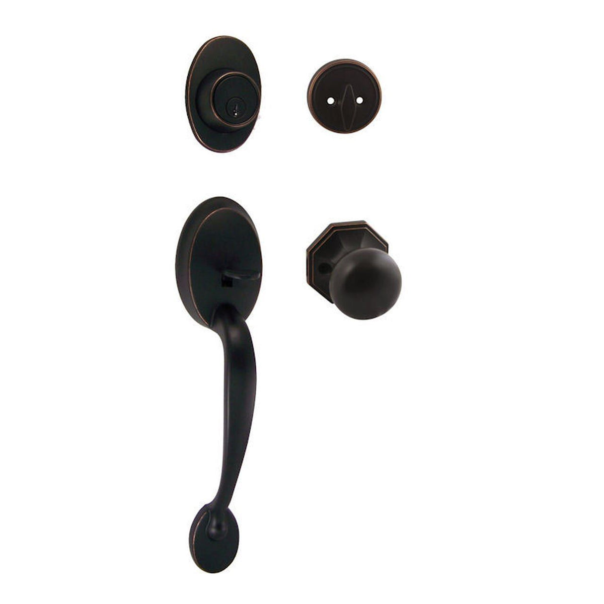 Frankfort Oil Rubbed Bronze Traditional Handleset with Stanton Knob