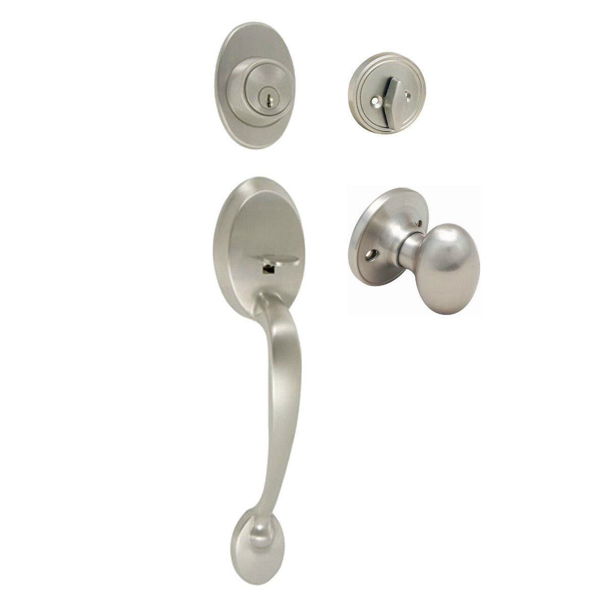 Frankfort Satin Nickel Traditional Handleset with Somerset Knob