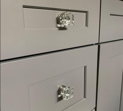 Cosmas 6578SN-C Satin Nickel &amp; Clear Glass Square Cabinet Knob