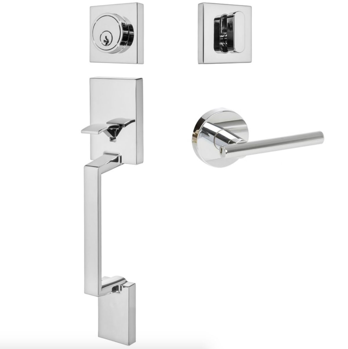 Keeneland Design Polished Chrome Contemporary Handleset with Kain Lever