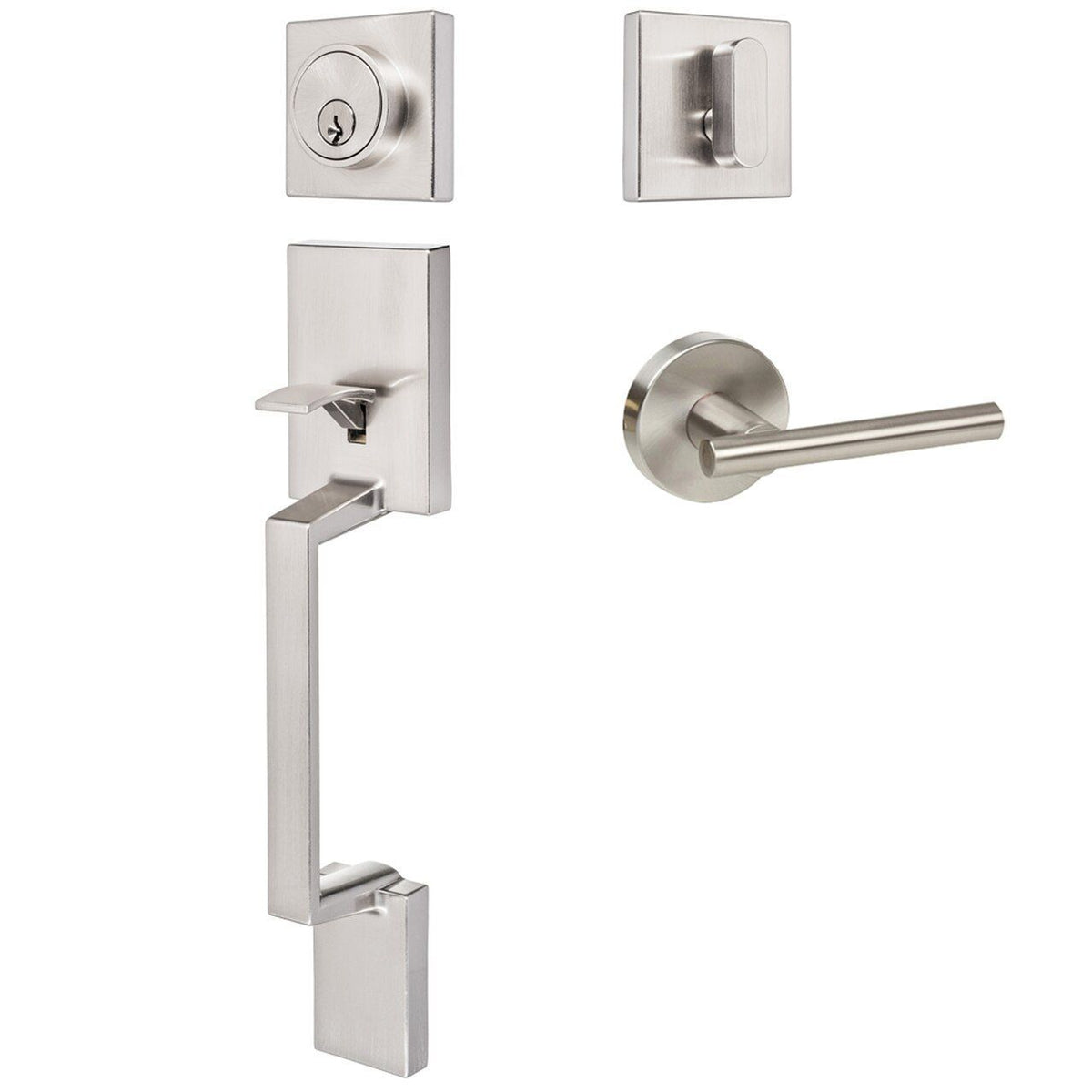 Keeneland Design Satin Nickel Contemporary Handleset with Kain Lever