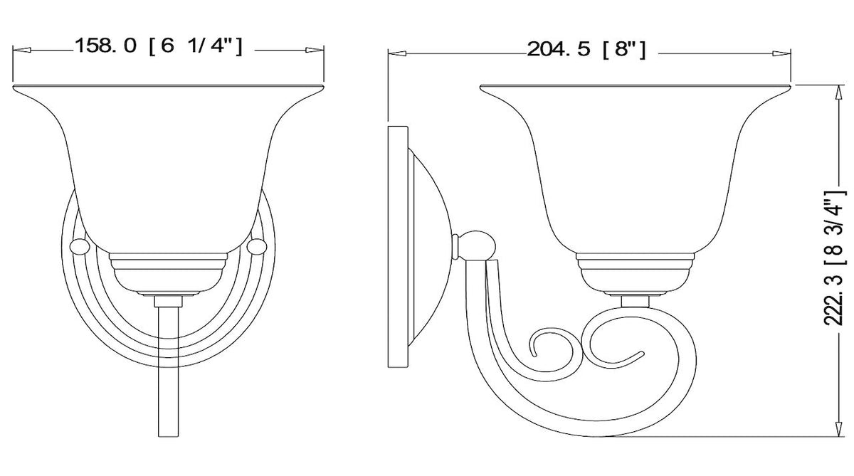 Tuscany Matte Black 54-4858 Single Bulb Wall Sconce / Bathroom Light