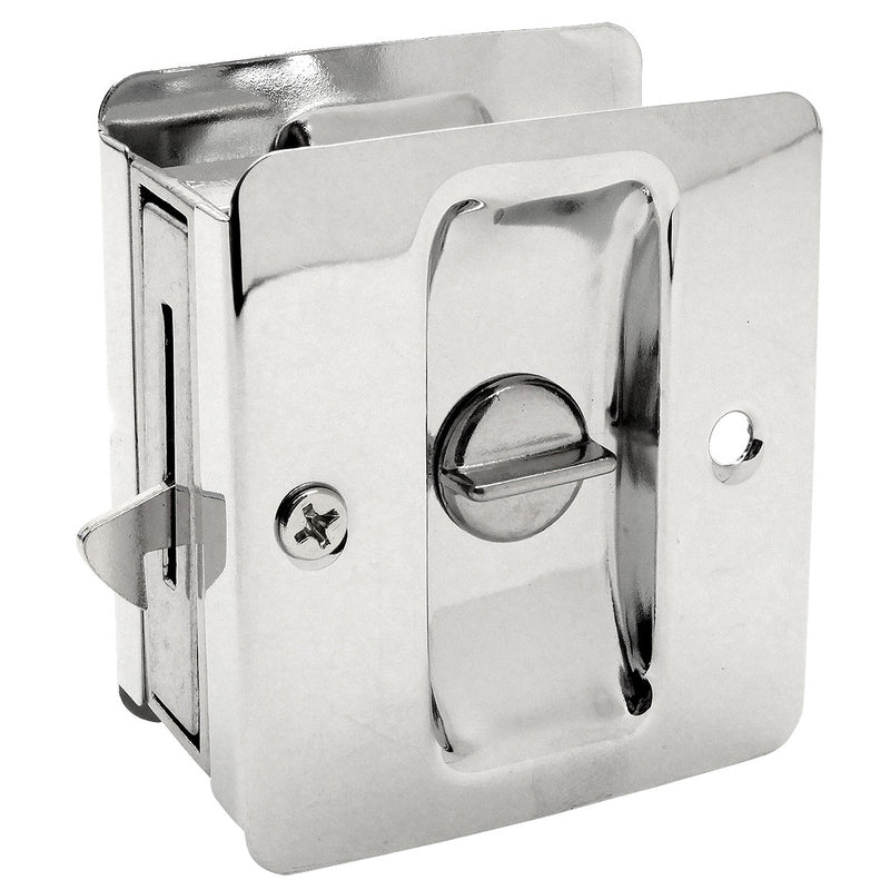 Polished Chrome Privacy Pocket Door Lock