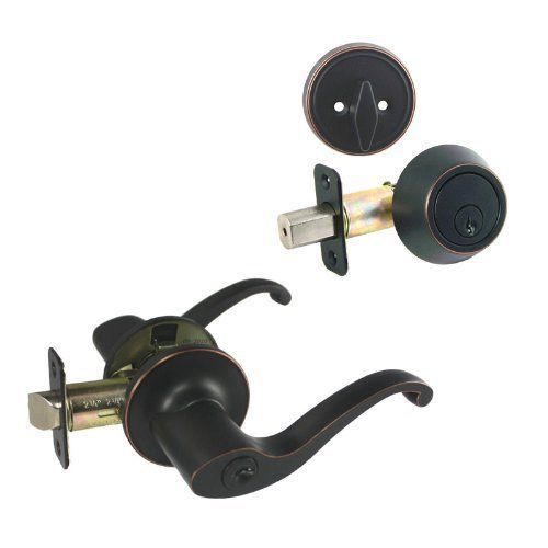 Richmond Oil Rubbed Bronze Entry Lever with Matching Single Cylinder Deadbolt Combo Pack