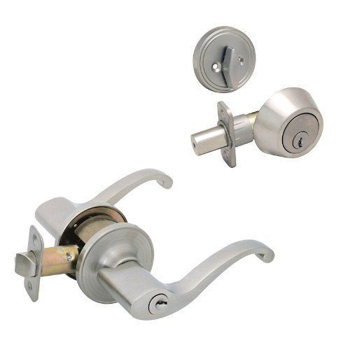 Richmond Satin Nickel Entry Lever with Matching Single Cylinder Deadbolt Combo Pack