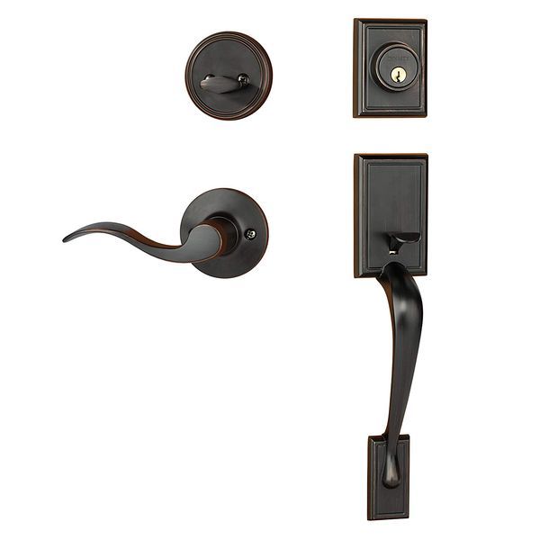 Dynasty Hardware Ridgecrest RID-HER-100-12PR Right Hand Front Door Handleset with Heritage Lever, Aged Oil Rubbed Bronze