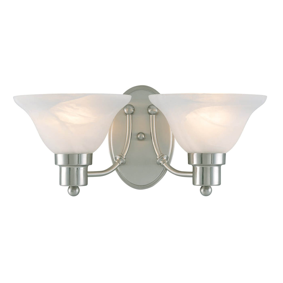 Bristol Satin Nickel Double Bulb Wall Sconce / Bathroom Light: 54-4478