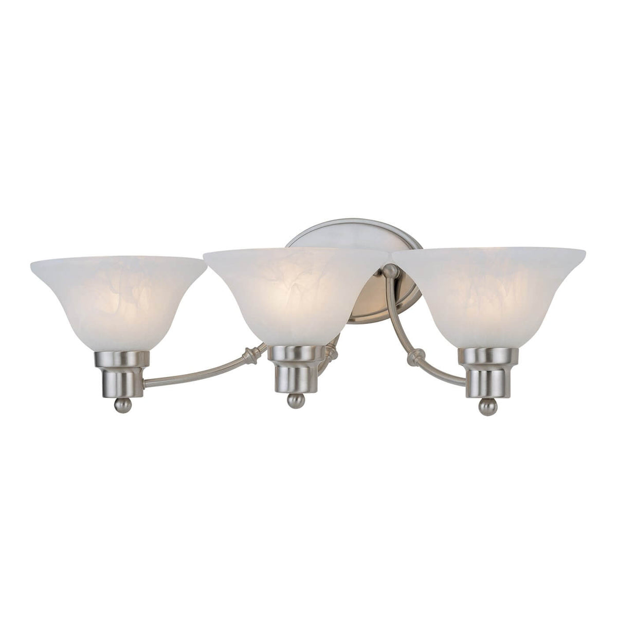 Bristol Satin Nickel Triple Bulb Wall Sconce / Bathroom Light: 54-4643