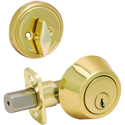 Designers Impressions Polished Brass Single Cylinder Deadbolt