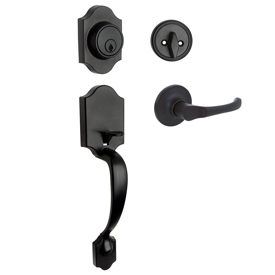 Valhala Matte Black Decorative Handleset with Arlington Lever
