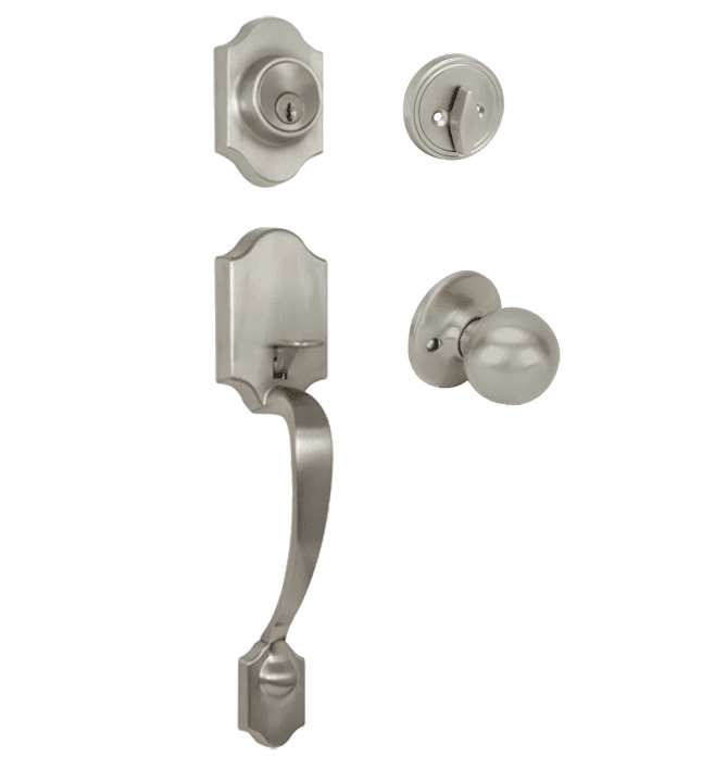 Valhala Satin Nickel Decorative Handleset with Ashland Knob